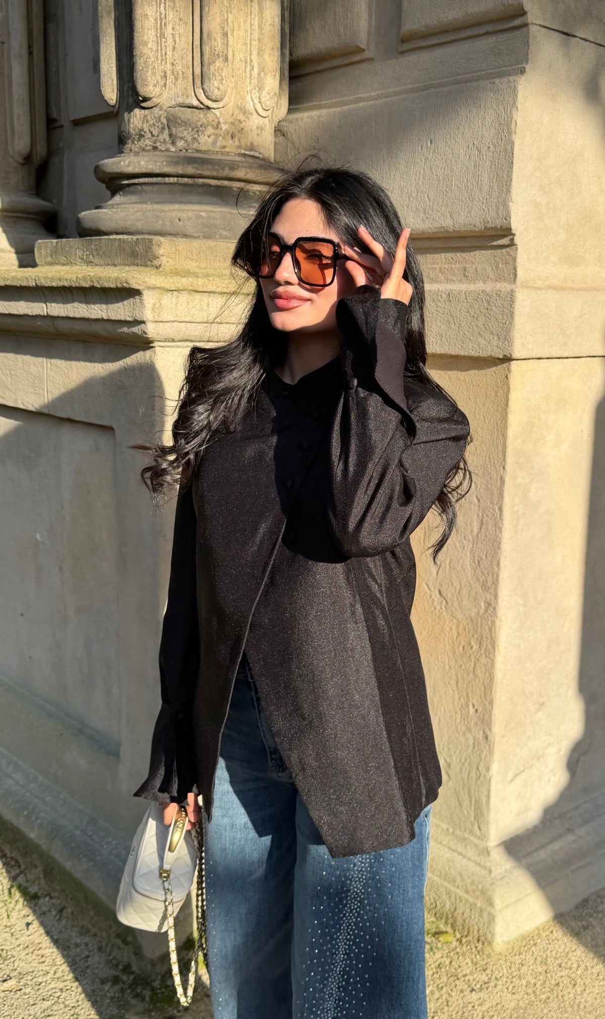 The Amara Asymmetric Blazer-black