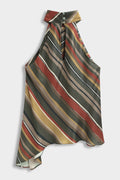 The Sienna Striped Silk Halter Top