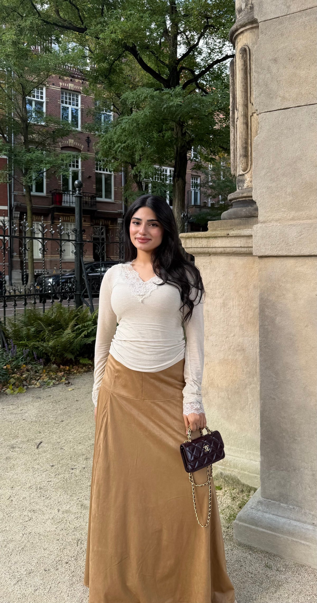The suede maxi skirt