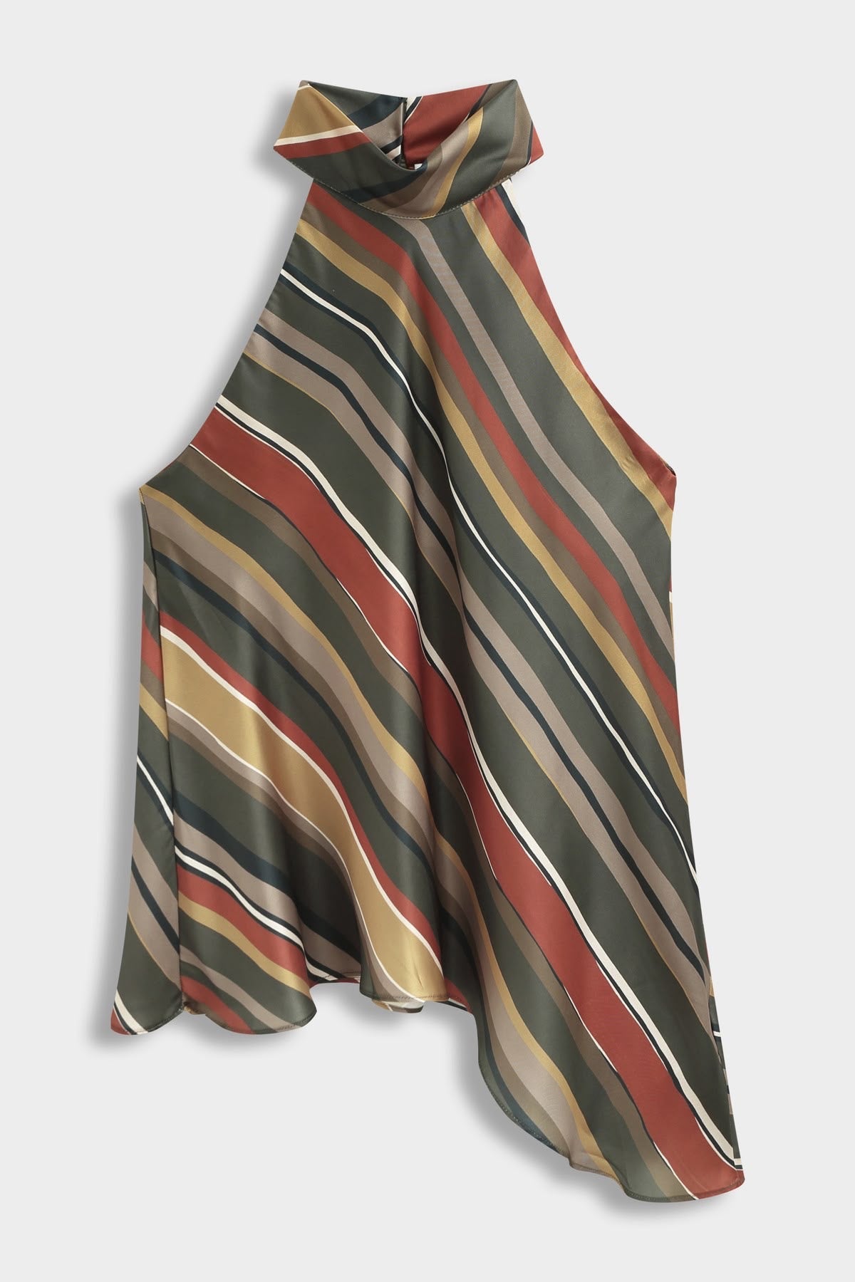 The Sienna Striped Silk Halter Top