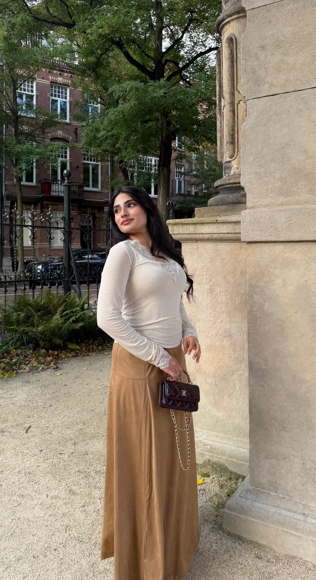 The suede maxi skirt