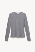 Long-sleeve wool blend T-shirt with crew neck