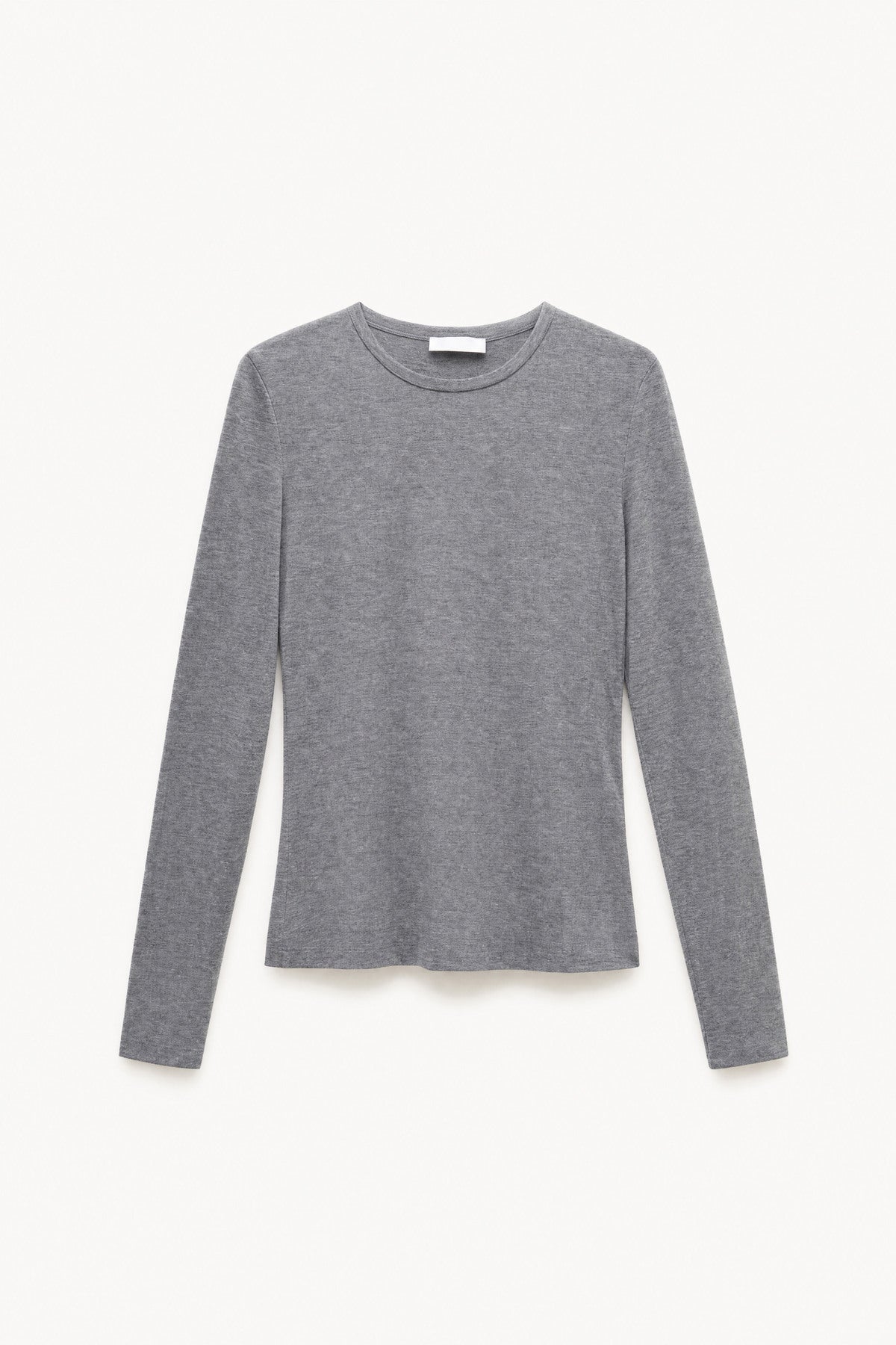 Long-sleeve wool blend T-shirt with crew neck