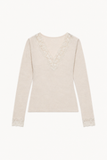 Semi-sheer fabric sweater with cashmere blend