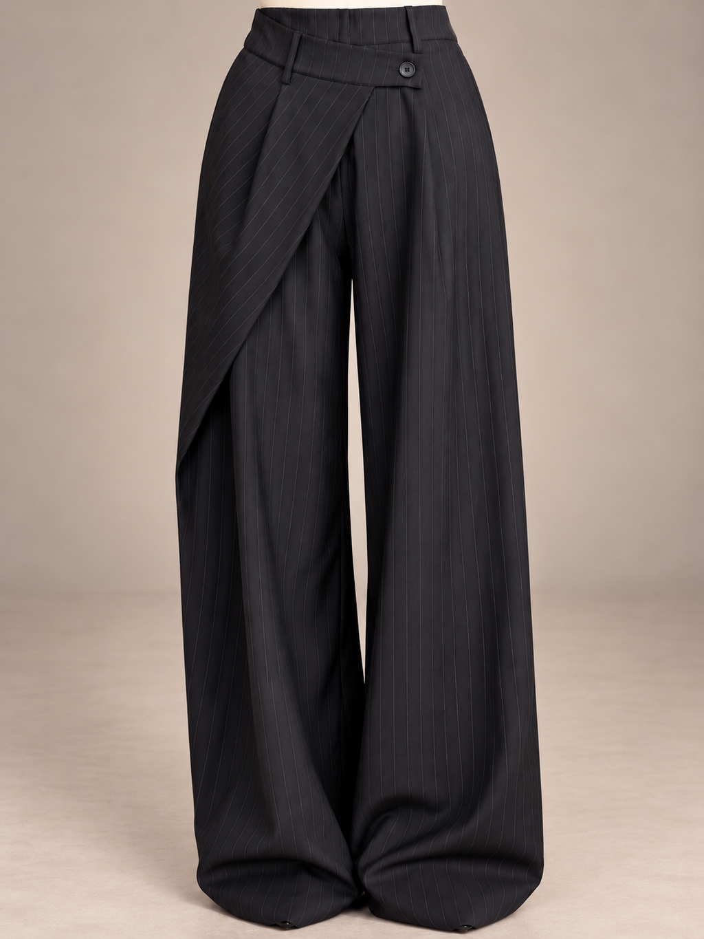 Wide-Leg Pinstripe Trousers