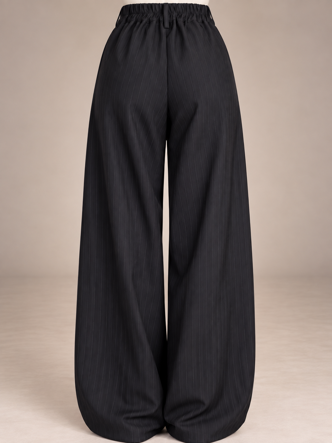 Wide-Leg Pinstripe Trousers